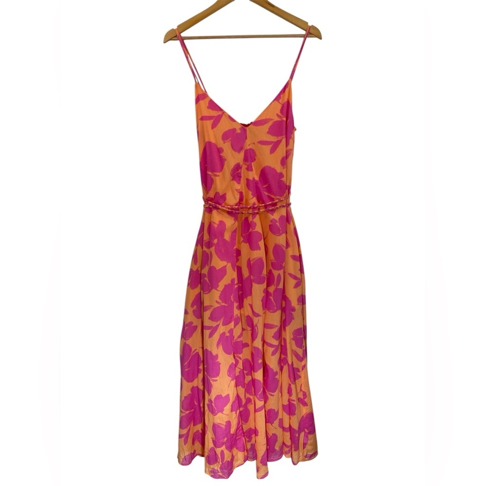 GAP Tie-Waist Cami Maxi Dress Pink Floral Print Size Small - Picture 3 of 12